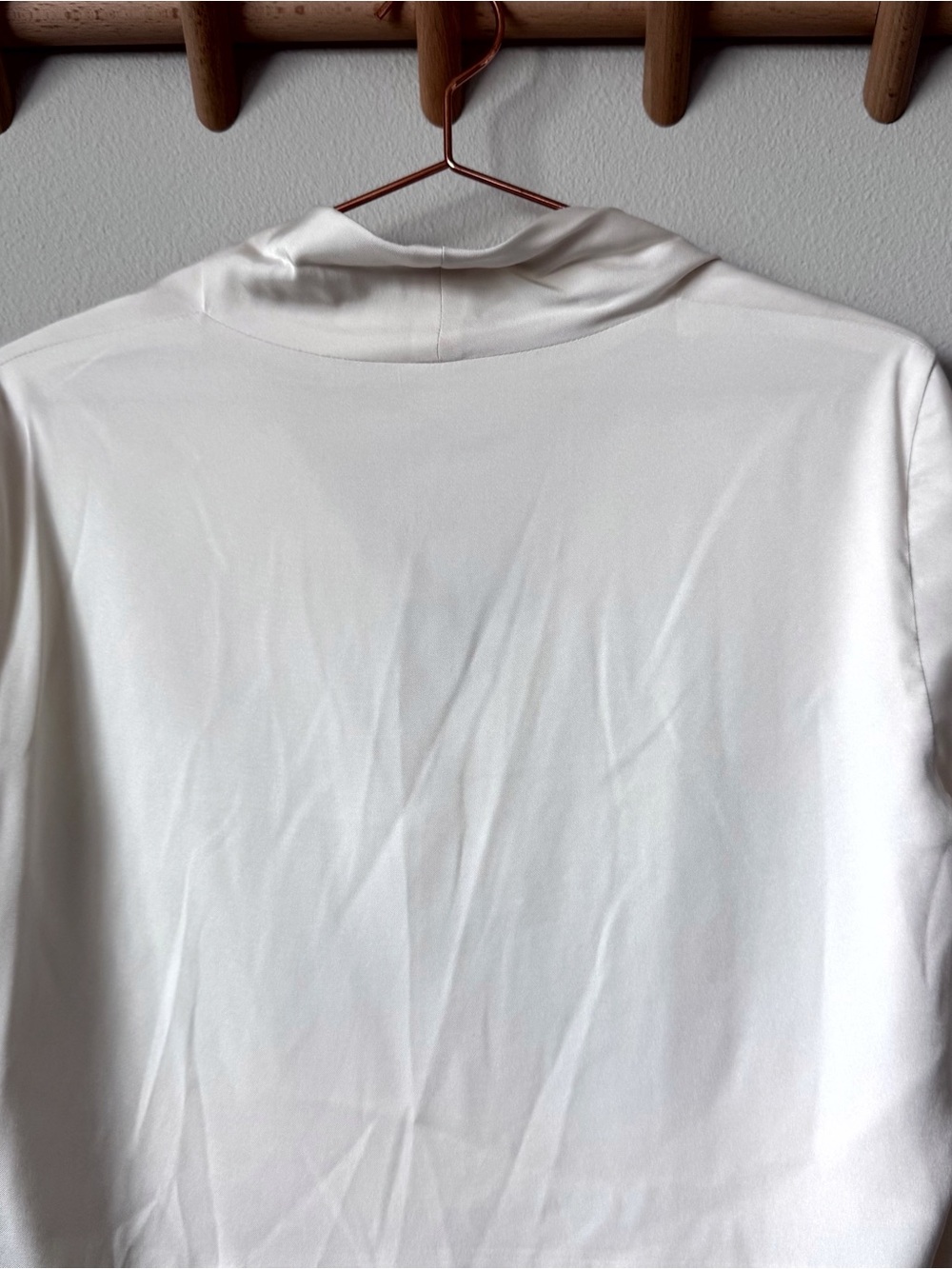Women's Cream Silk Cowl Neck Long-Sleeve Sweater - Picture 8 of 9